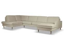 OTTO home Wohnlandschaft »Pinto Skandi, 350 cm, U-Form, XXL, mit Ottomanen« mit Keder, Massivholzfüße Eiche geräuchert, Wellenunterfederung