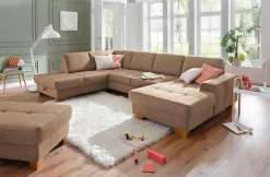 OTTO home Wohnlandschaft »Puccini U-Form« mit Federkern, Sitztiefenverstellung, Kontrastnaht