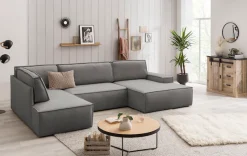 OTTO home Wohnlandschaft »SHERWOOD U-Form, 329 cm - OTTO. Verlässliche Qualität.« Schlaffunktion m. Bettkasten (194x139 cm), Cord, Vintage, Samtvelours