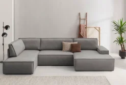 OTTO home Wohnlandschaft »SHERWOOD U-Form, 329 cm - OTTO. Verlässliche Qualität.« Schlaffunktion m. Bettkasten (194x139 cm), Cord, Vintage, Samtvelours