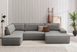 OTTO home Wohnlandschaft »SHERWOOD U-Form, 329 cm - OTTO. Verlässliche Qualität.« Schlaffunktion m. Bettkasten (194x139 cm), Cord, Vintage, Samtvelours