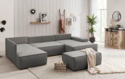 OTTO home Wohnlandschaft »SHERWOOD U-Form, 329 cm - OTTO. Verlässliche Qualität.« Schlaffunktion m. Bettkasten (194x139 cm), Cord, Vintage, Samtvelours