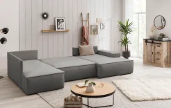 OTTO home Wohnlandschaft »SHERWOOD U-Form, 329 cm - OTTO. Verlässliche Qualität.« Schlaffunktion m. Bettkasten (194x139 cm), Cord, Vintage, Samtvelours