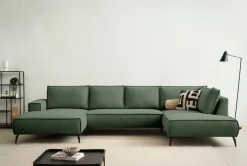 OTTO home Wohnlandschaft »TVINNU Cord, 354 cm« Recamiere rechts/links, schwarze Metallfüße, bequeme Sitz-/Liegefläche