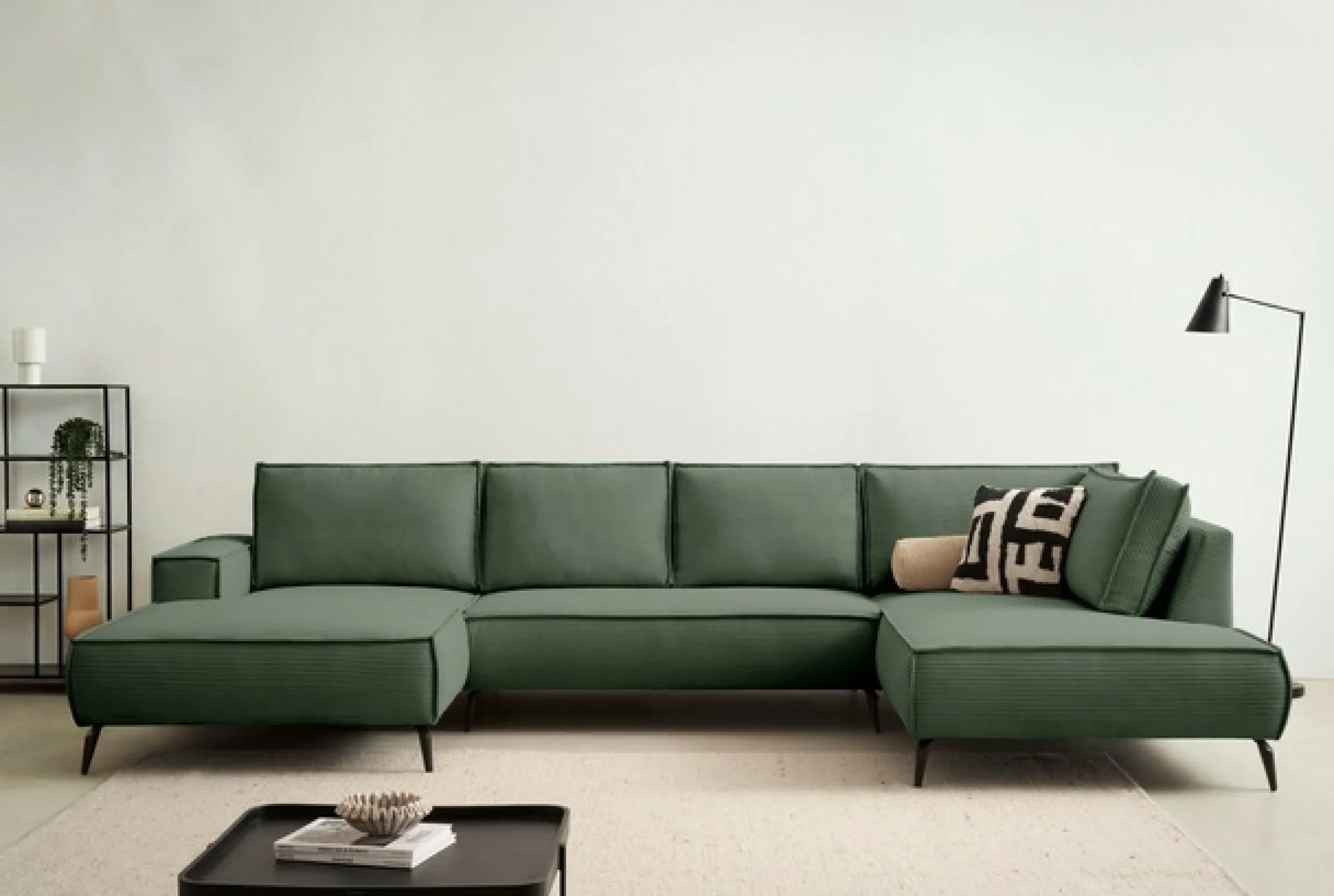 OTTO home Wohnlandschaft »TVINNU Cord, 354 cm« Recamiere rechts/links, schwarze Metallfüße, bequeme Sitz-/Liegefläche