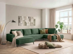 OTTO home Wohnlandschaft »TVINNU Cord, 354 cm« Recamiere rechts/links, schwarze Metallfüße, bequeme Sitz-/Liegefläche