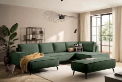 OTTO home Wohnlandschaft »TVINNU Cord, 354 cm« Recamiere rechts/links, schwarze Metallfüße, bequeme Sitz-/Liegefläche