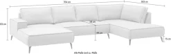 OTTO home Wohnlandschaft »TVINNU Cord, 354 cm« Recamiere rechts/links, schwarze Metallfüße, bequeme Sitz-/Liegefläche