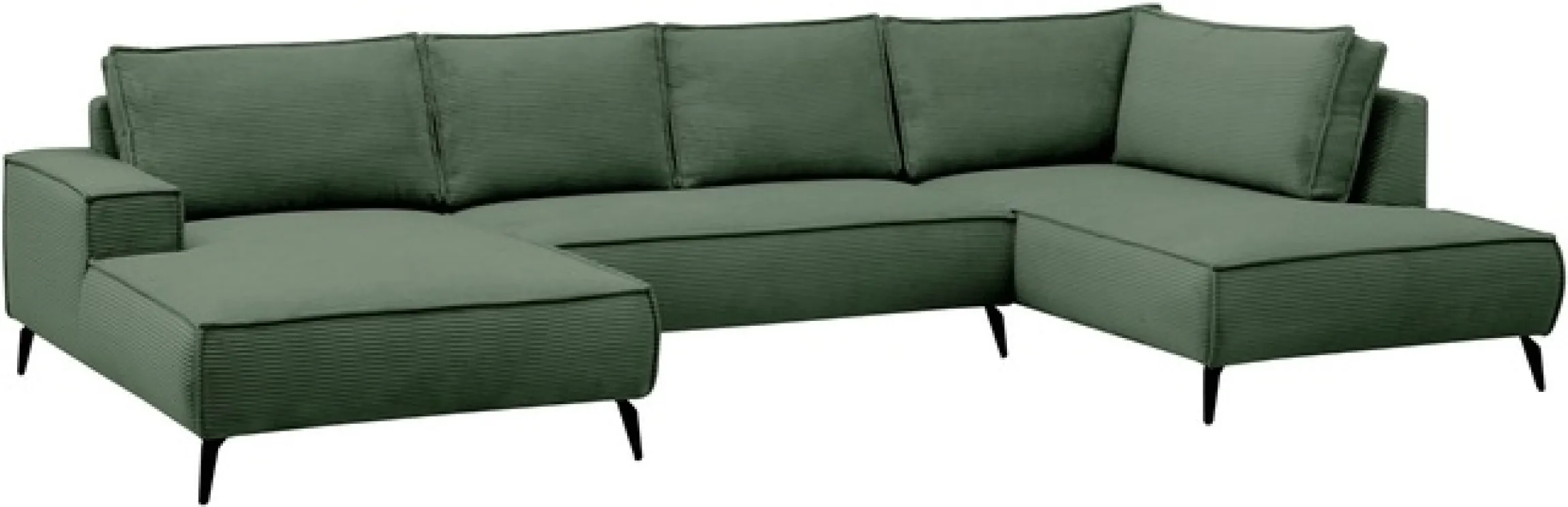 OTTO home Wohnlandschaft »TVINNU Cord, 354 cm« Recamiere rechts/links, schwarze Metallfüße, bequeme Sitz-/Liegefläche