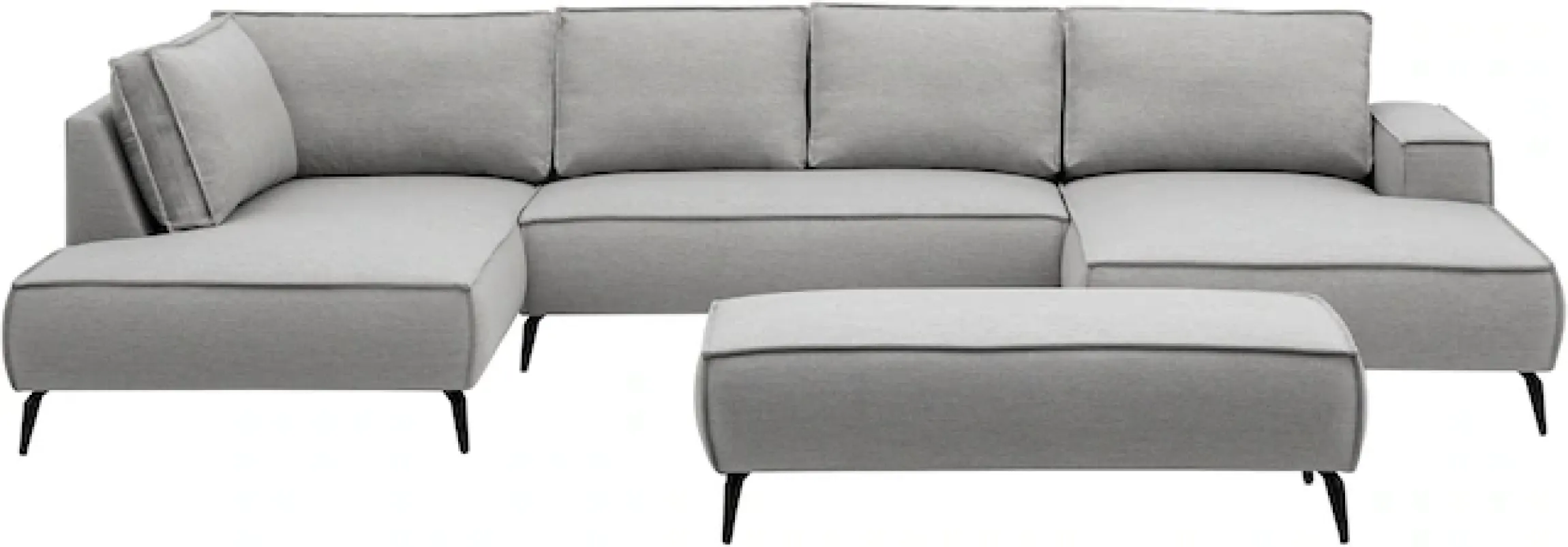 OTTO home Wohnlandschaft »TVINNU Leinenoptik, 354, mit Hocker« Recamiere rechts/links, stellbar zum Schlafsofa (Krokodilverbinder)