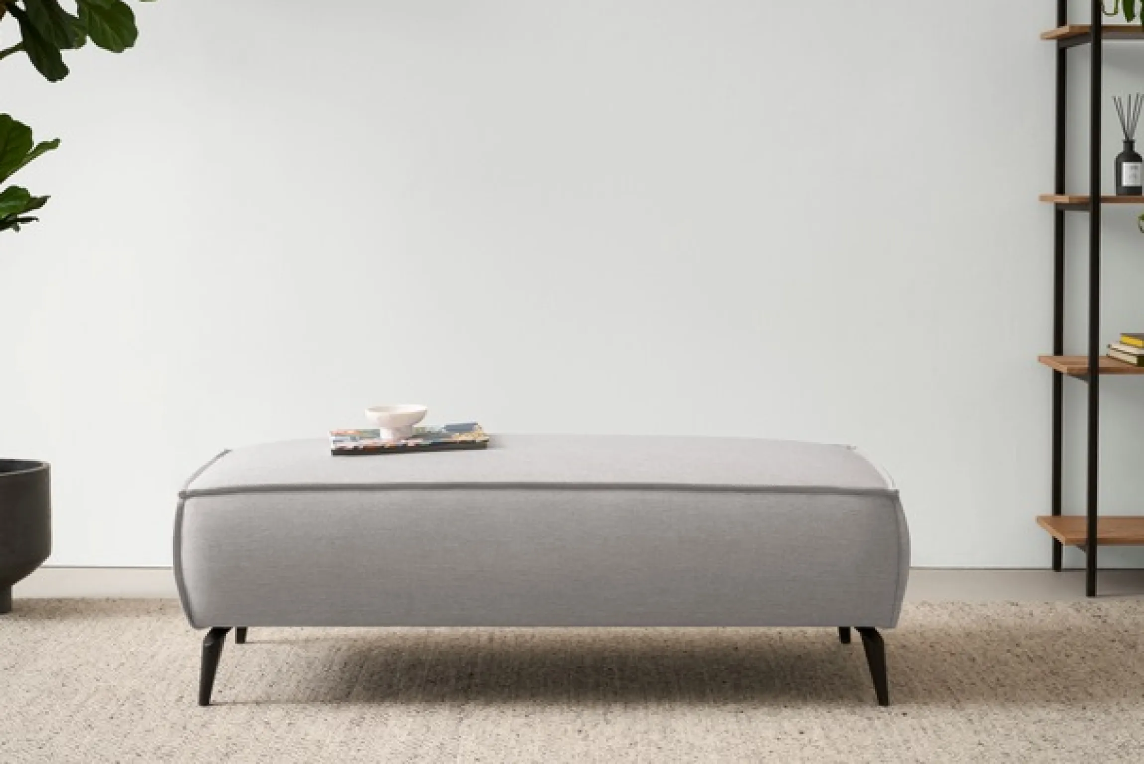 OTTO home Wohnlandschaft »TVINNU Leinenoptik, 354, mit Hocker« Recamiere rechts/links, stellbar zum Schlafsofa (Krokodilverbinder)
