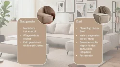 OTTO home Wohnlandschaft »TVINNU Leinenoptik, 354, mit Hocker« Recamiere rechts/links, stellbar zum Schlafsofa (Krokodilverbinder)