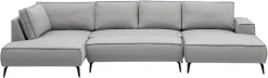 OTTO home Wohnlandschaft »TVINNU Leinenoptik, 354, mit Hocker« Recamiere rechts/links, stellbar zum Schlafsofa (Krokodilverbinder)