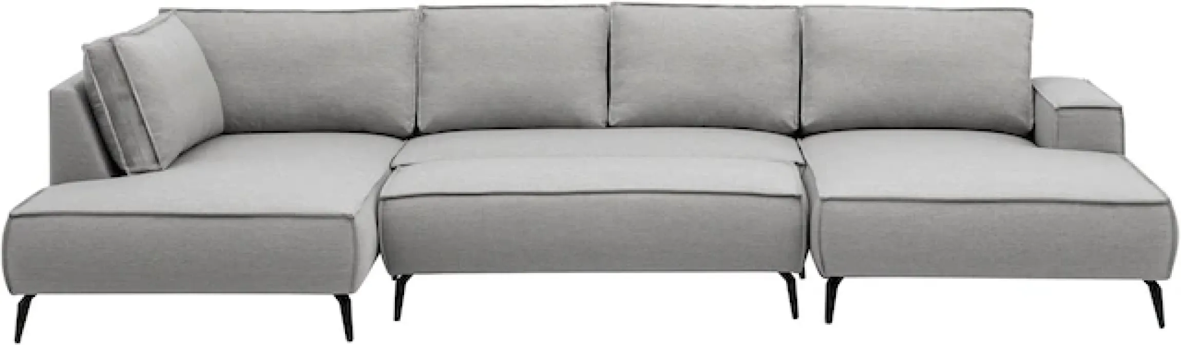 OTTO home Wohnlandschaft »TVINNU Leinenoptik, 354, mit Hocker« Recamiere rechts/links, stellbar zum Schlafsofa (Krokodilverbinder)