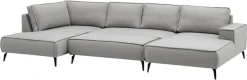 OTTO home Wohnlandschaft »TVINNU Leinenoptik, 354, mit Hocker« Recamiere rechts/links, stellbar zum Schlafsofa (Krokodilverbinder)