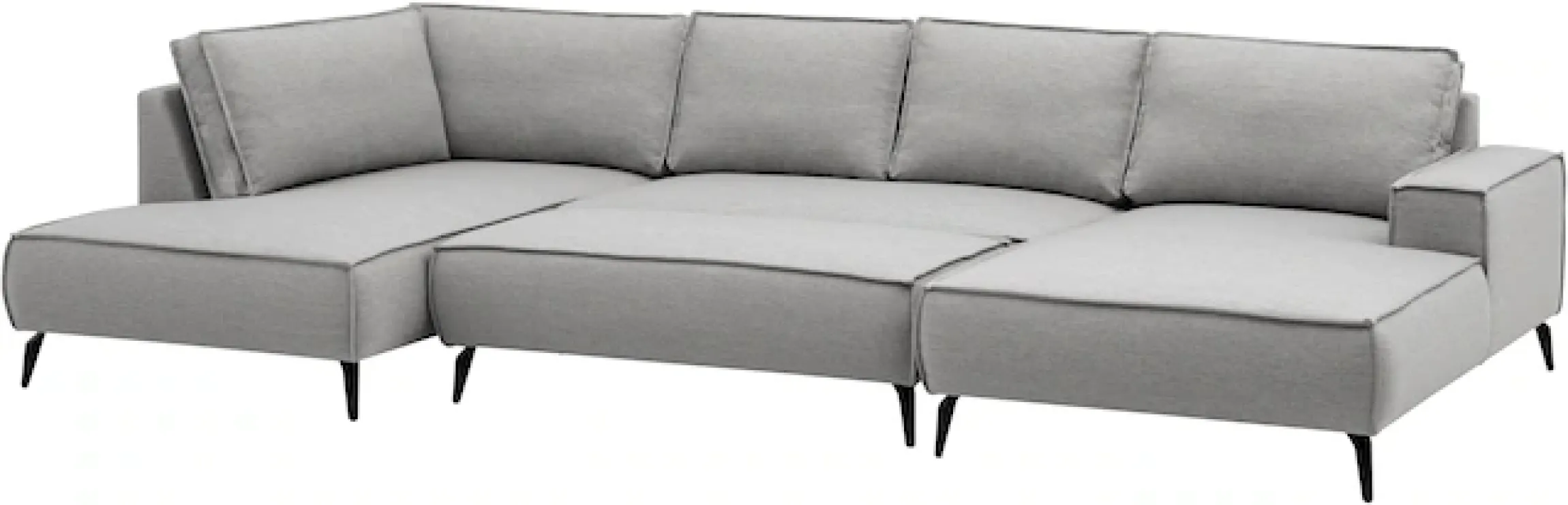 OTTO home Wohnlandschaft »TVINNU Leinenoptik, 354, mit Hocker« Recamiere rechts/links, stellbar zum Schlafsofa (Krokodilverbinder)