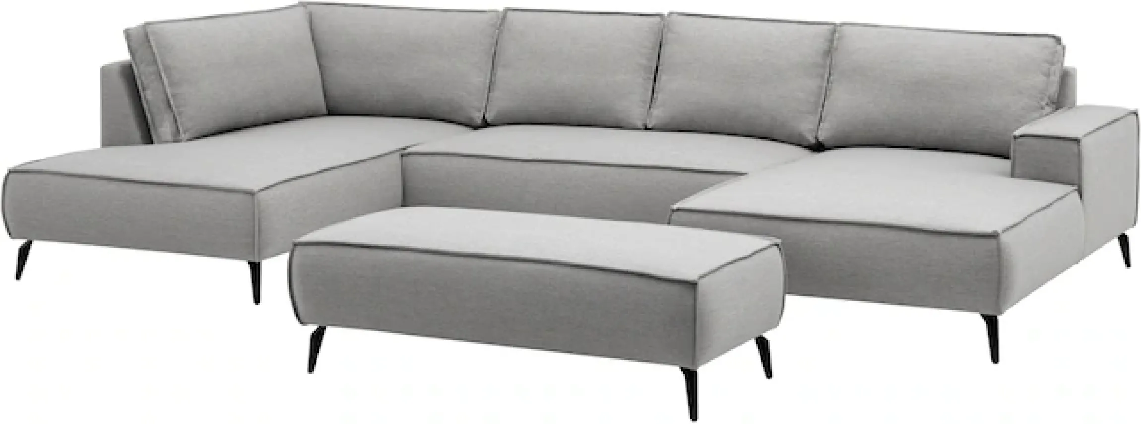 OTTO home Wohnlandschaft »TVINNU Leinenoptik, 354, mit Hocker« Recamiere rechts/links, stellbar zum Schlafsofa (Krokodilverbinder)