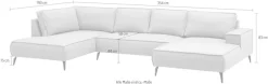 OTTO home Wohnlandschaft »TVINNU Leinenoptik, 354 cm« Recamiere rechts/links, schwarze Metallfüße, bequeme Sitz-/Liegefläche