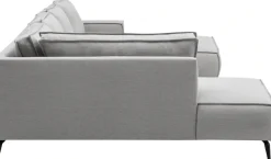 OTTO home Wohnlandschaft »TVINNU Leinenoptik, 354 cm« Recamiere rechts/links, schwarze Metallfüße, bequeme Sitz-/Liegefläche