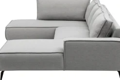 OTTO home Wohnlandschaft »TVINNU Leinenoptik, 354 cm« Recamiere rechts/links, schwarze Metallfüße, bequeme Sitz-/Liegefläche