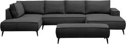 OTTO home Wohnlandschaft »TVINNU Cord, 354 cm, mit Hocker« Recamiere rechts/links, stellbar zum Schlafsofa (Krokodilverbinder)