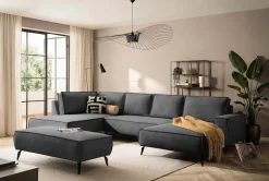 OTTO home Wohnlandschaft »TVINNU Cord, 354 cm, mit Hocker« Recamiere rechts/links, stellbar zum Schlafsofa (Krokodilverbinder)