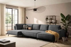 OTTO home Wohnlandschaft »TVINNU Cord, 354 cm, mit Hocker« Recamiere rechts/links, stellbar zum Schlafsofa (Krokodilverbinder)