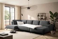 OTTO home Wohnlandschaft »TVINNU Cord, 354 cm, mit Hocker« Recamiere rechts/links, stellbar zum Schlafsofa (Krokodilverbinder)