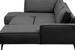 OTTO home Wohnlandschaft »TVINNU Cord, 354 cm, mit Hocker« Recamiere rechts/links, stellbar zum Schlafsofa (Krokodilverbinder)