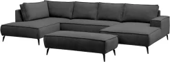 OTTO home Wohnlandschaft »TVINNU Cord, 354 cm, mit Hocker« Recamiere rechts/links, stellbar zum Schlafsofa (Krokodilverbinder)