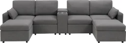 OTTO home Wohnlandschaft »Ulrik, U-Form, Breite: 315cm« mit Stauraum unter den Sitzen, inkl Stauraumkonsole mit Becherhaltern