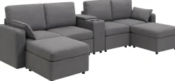 OTTO home Wohnlandschaft »Ulrik, U-Form, Breite: 315cm« mit Stauraum unter den Sitzen, inkl Stauraumkonsole mit Becherhaltern