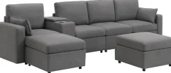 OTTO home Wohnlandschaft »Ulrik, U-Form, Breite: 315cm« mit Stauraum unter den Sitzen, inkl Stauraumkonsole mit Becherhaltern