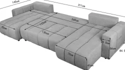 OTTO home Wohnlandschaft »YLVAA U-Form, 311 cm - OTTO. Verlässliche Qualität.« Schlaffunktion (132/269), Bettkasten, Feinstruktur-Bezug