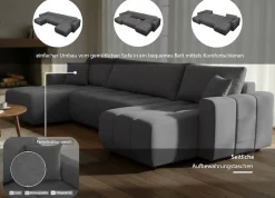 OTTO home Wohnlandschaft »YLVAA U-Form, 311 cm - OTTO. Verlässliche Qualität.« Schlaffunktion (132/269), Bettkasten, Feinstruktur-Bezug