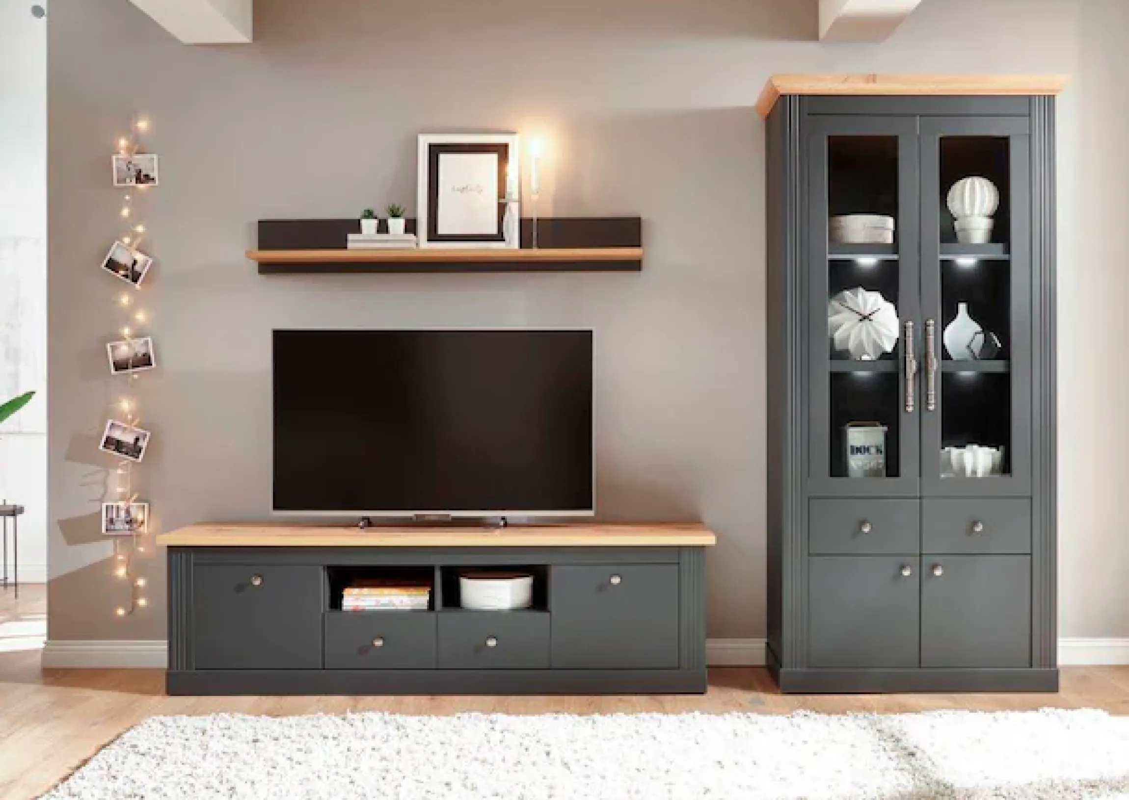 OTTO home Wohnwand »Westminster, Anbauwand im Landhausstil, Komplettset, Wohnzimmer-Set« Set, 3 Stk. tlg.