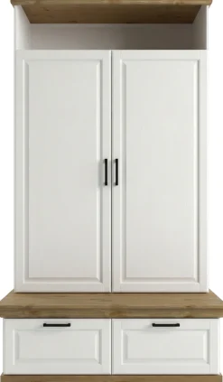 OTTO home Wäscheschrank »Rügen XXL– Landhaus-Charme mit maximalem Stauraum, zeitlos schön« B/H/T ca. 127/216/70 cm,Integrierte Sitzbank + Schubladen: Stauraum für Schlafzimmer+Diele