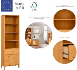 OTTO products Hochschrank »Jorrick« Breite 60 cm, Massivholz Kiefer mit Bio Öl/Wachs behandelt