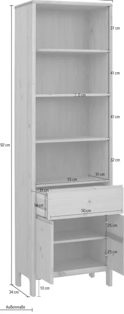 OTTO products Hochschrank »Jorrick« Breite 60 cm, Massivholz Kiefer mit Bio Öl/Wachs behandelt