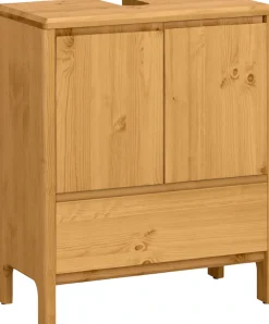 OTTO products Waschbeckenunterschrank »Jorrick« Breite 60 cm, Kiefer mit Bio Öl/Wachs behandelt, Siphonausschnitt
