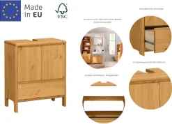 OTTO products Waschbeckenunterschrank »Jorrick« Breite 60 cm, Kiefer mit Bio Öl/Wachs behandelt, Siphonausschnitt