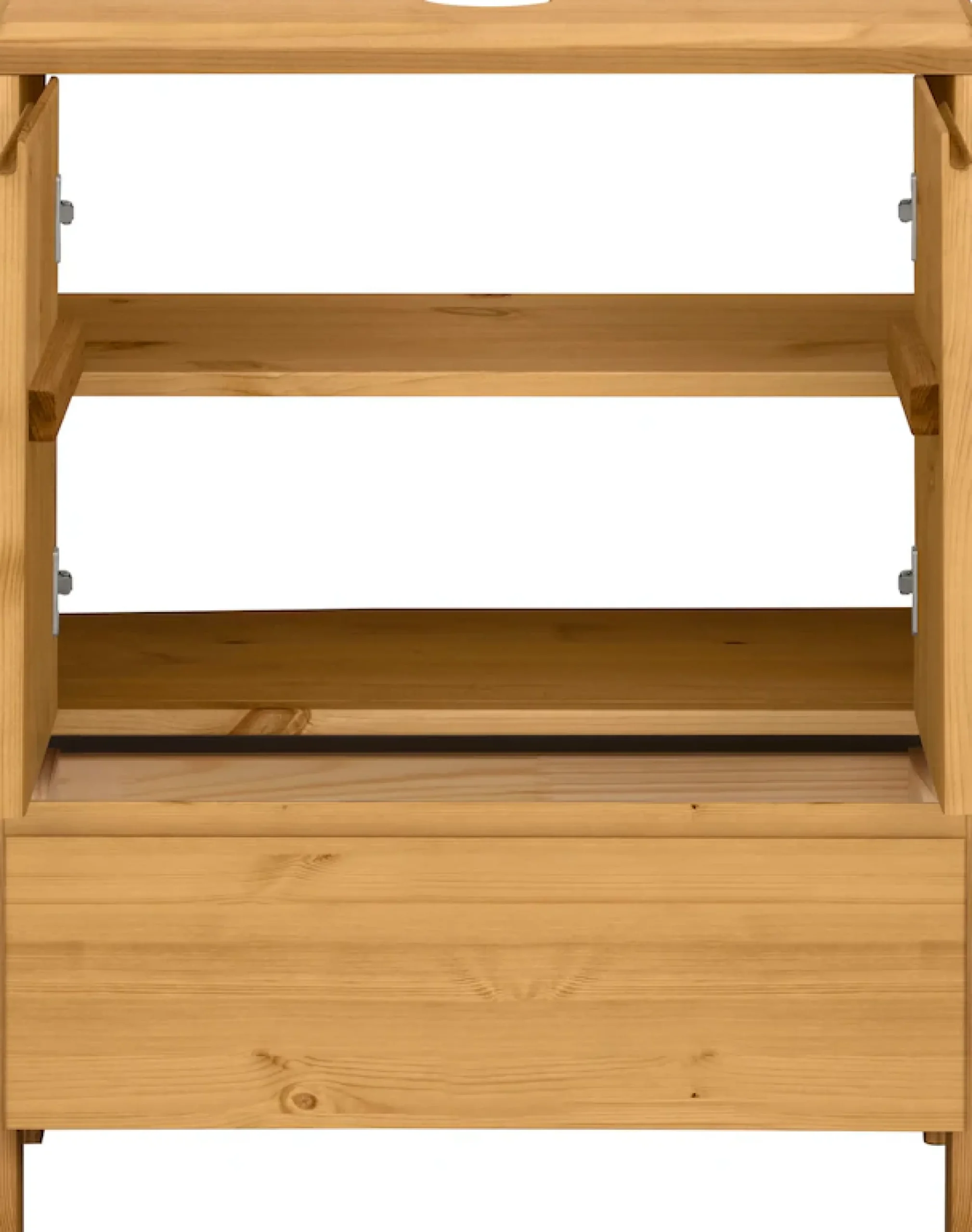 OTTO products Waschbeckenunterschrank »Jorrick« Breite 60 cm, Kiefer mit Bio Öl/Wachs behandelt, Siphonausschnitt