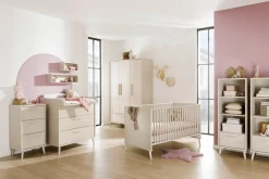 PAIDI Babybett »EEFJE 70x140cm in Beige, umbaubares Kinderbett mit Massivholz« Gitterbett 4-fach höhenverstellbar, entnehmbare Sprossen, Juniorbett