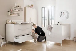 PAIDI Babybett »EEFJE 70x140cm in Beige, umbaubares Kinderbett mit Massivholz« Gitterbett 4-fach höhenverstellbar, entnehmbare Sprossen, Juniorbett