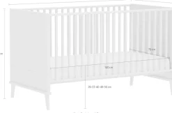 PAIDI Babybett »EEFJE 70x140cm in Beige, umbaubares Kinderbett mit Massivholz« Gitterbett 4-fach höhenverstellbar, entnehmbare Sprossen, Juniorbett
