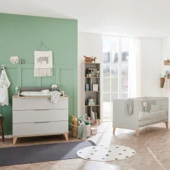 PAIDI Babybett »FIENE 70x140cm in Grau, umbaubares Kinderbett mit Massivholz« Gitterbett 4-fach höhenverstellbar, entnehmbare Sprossen, Juniorbett
