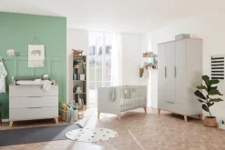 PAIDI Babybett »FIENE 70x140cm in Grau, umbaubares Kinderbett mit Massivholz« Gitterbett 4-fach höhenverstellbar, entnehmbare Sprossen, Juniorbett