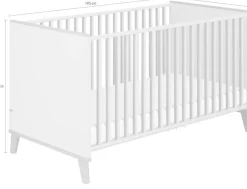 PAIDI Babybett »FIENE 70x140cm in Grau, umbaubares Kinderbett mit Massivholz« Gitterbett 4-fach höhenverstellbar, entnehmbare Sprossen, Juniorbett