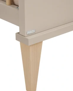 PAIDI Babybett »JONTE 70x140cm in Beige, umbaubares Kinderbett mit Massivholz« Gitterbett 4-fach höhenverstellbar, entnehmbare Sprossen, Juniorbett