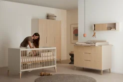 PAIDI Babybett »JONTE 70x140cm in Beige, umbaubares Kinderbett mit Massivholz« Gitterbett 4-fach höhenverstellbar, entnehmbare Sprossen, Juniorbett